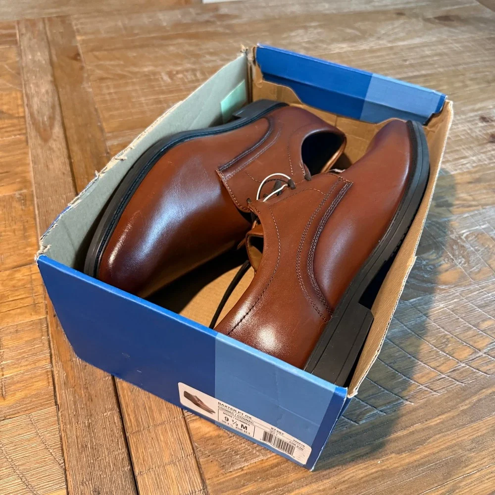 Nunn Bush Baxter PT OX Mens Cognac Leather Dress Shoes 9.5 M 81407-221